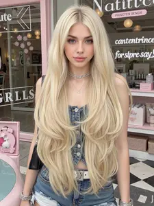 Women's Wig, Synthetic Curly Wigs 32 Inch Heat Resistant Fiber Wig, Long Curly No Bangs, Natural Look, Suitable for Daily and Party Use, Durable Design