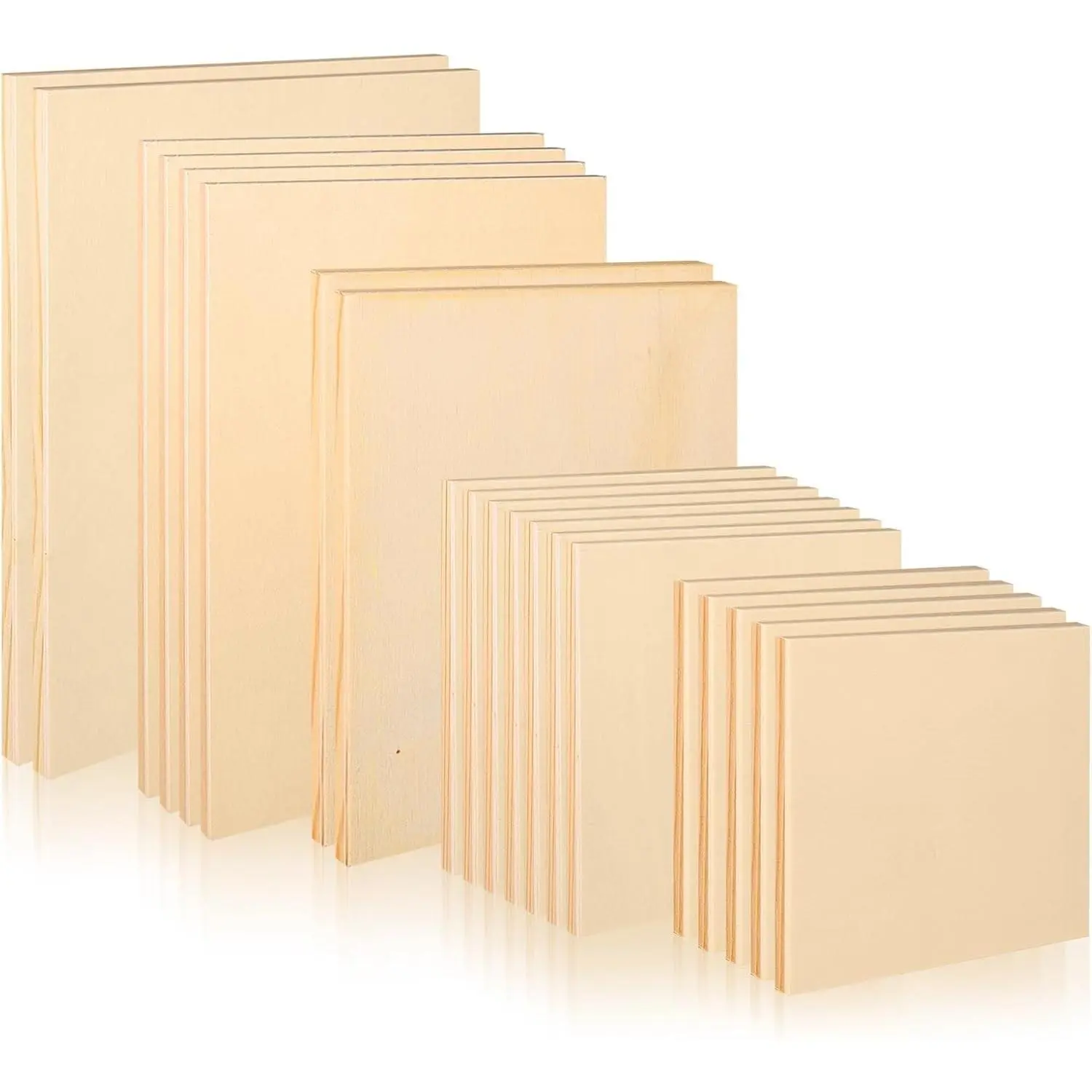 20 Pcs Wood Canvas Boards 11.8x7.9Inch/ 9x7.5Inch/ 7 x 7.5 inch/ 6x6Inch/ 4.7x4.7Inch Unfinished Wood Canvas Panels Kit Wooden Panel Boards Wooden Paint Pouring Panels for Painting Pouring Art Crafts