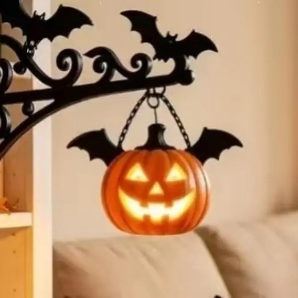 【Halloween Essentials】Halloween Hanging Light Decoration, Cute Ghost Pumpkin LED Lantern Decor for Door Wall Bedroom, Spooky Season Home Decorations, Halloween Party Supplies and Fall Festival Decor