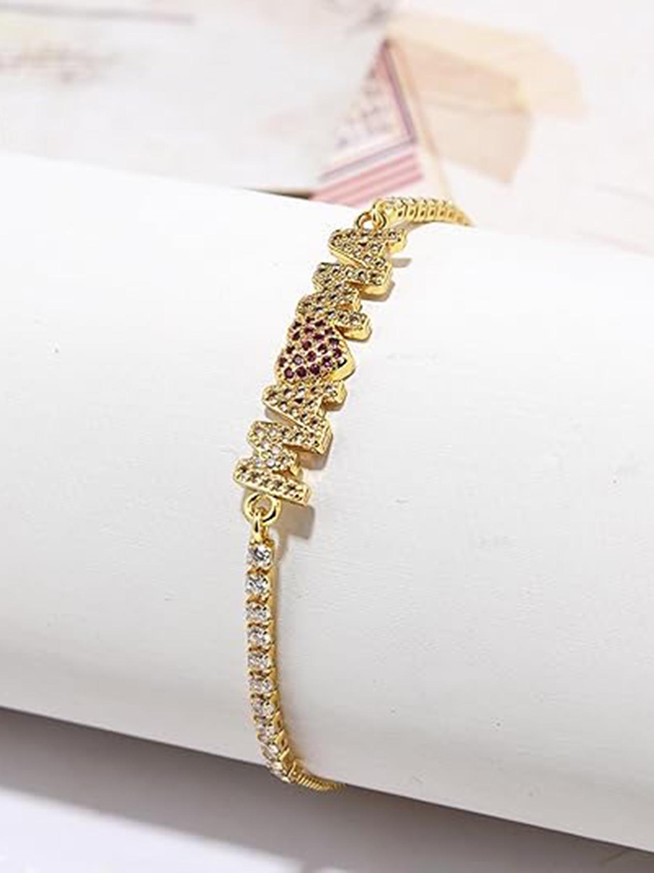 Fashion Gold Color "Mama" Charm Bracelets For Women Girl Adjustable Chain Length Luxury CZ Jewelry Gift For Mom