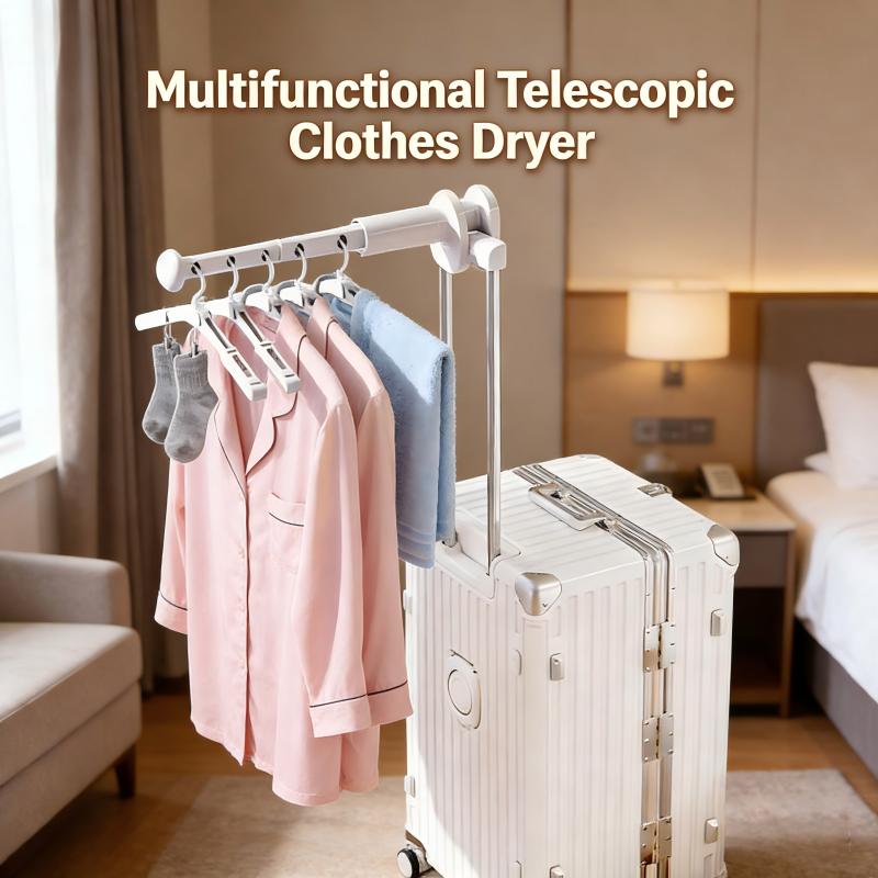 Telescopic Clothes Drying Rack - Foldable & Expandable Indoor Laundry Airer for Apartment, Balcony & Travel