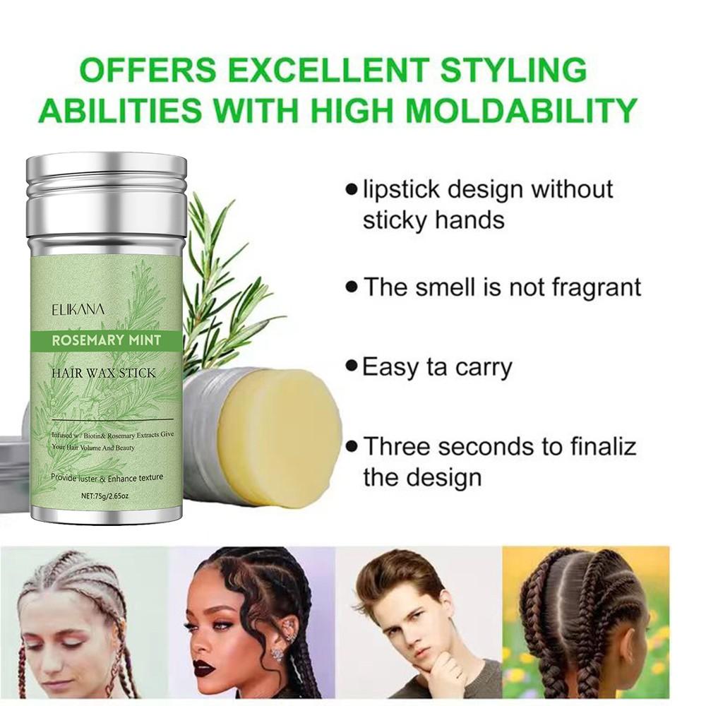 Rosemary Hair Wax Stick, for Damaged Hair and Split Ends, Smooth Hair Wax for Men and Women, Anti-Frizz and Volumizing, Hair Styling Wax, Hair Setting Agent.