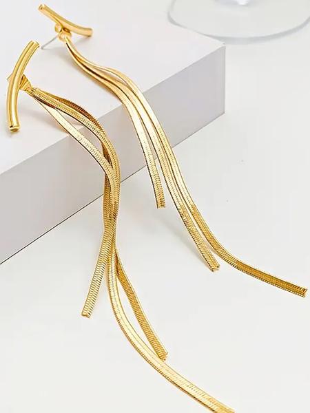 1 Pair Elegant Alloy Tassel Drop Earrings, Simple Iron Post, Versatile for Daily Wear & Parties, Creative Design, Ideal for Valentine'S Day Gift, All-Season Jewelry, High Quality Earrings