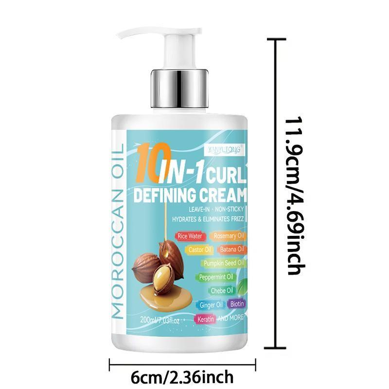 200ml 10-in-1 Curl Cream | Combines multi-benefit care with lightweight styling to help moisturize curls, reduce dryness and frizz, enhance curl definition and bounce, and leave hair softer and easier to manage for daily care and styling.