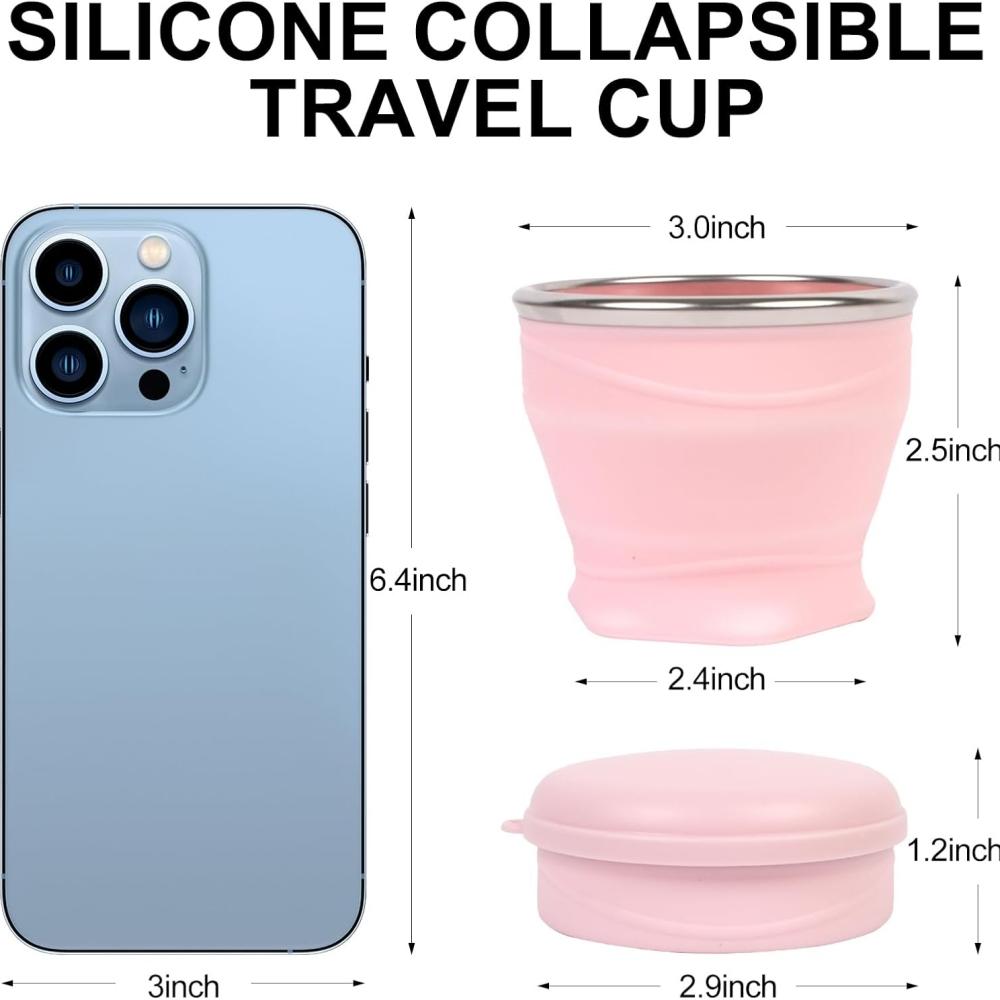 180 milliliters foldable water bottle, silicone foldable travel cup - Silicone foldable camping cup with lid - Easy to store, convenient to carry, suitable for travel and camping use
