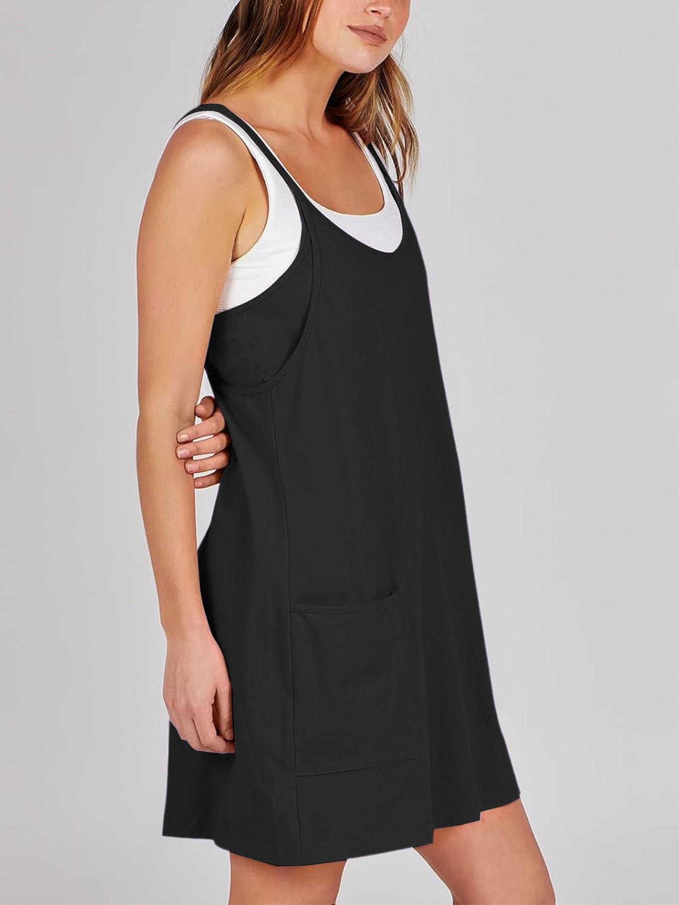 Women's Summer Mini Dress, Casual Athletic Tennis Dress with Shorts, Sleeveless Sporty Design, Perfect for Active Wear & Outdoor Activities