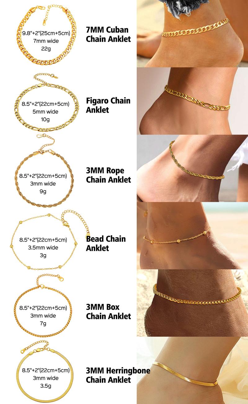 FindChic Simple Cuban Chain Link Anklet Ankle Foot Jewelry Golden Cuban Chain Anklet Foot Jewelry For Women Men Girlfriend Boyfriend