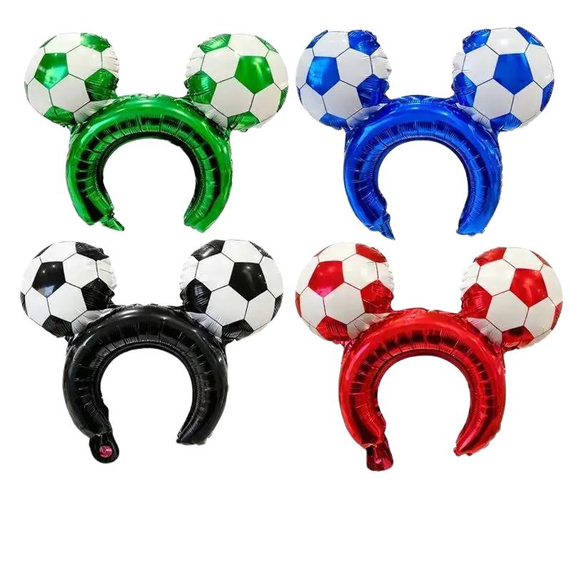 8pcs 2026 World Cup-themed Set of 4 Soccer-Shaped Headbands and 4 Handheld Cheer Sticks with Foil Balloons—World Cup Party Decorations, Props, and Photo Backdrops