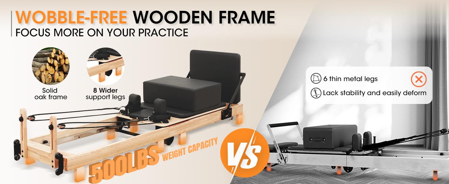 [2 packages shipping] PAETA Wooden Foldable Pilates Reformer Machine with Springs, Home & Studio Pilates Equipment with Sitting Box, Jump Board & Accessories