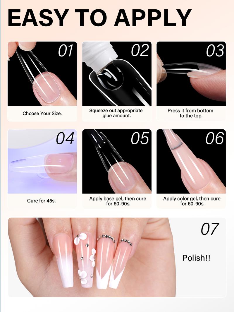 AILLSA Strong Solid Gel Nail Glue for Clear Nail Tips, Mini UV Lamp Strong Hold Cured Needed Acrylic Nails gel x nails Extension for Long Lasting Durable DIY Nail Art Tiktokshopblackfriday