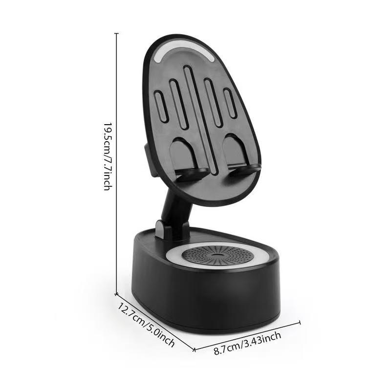 Wireless Speaker Phone Holder 1 Count Rechargeable Ambient Light Speaker Bluetooth-compatible for Home & Outdoor Use Compatible with iPhone & Android Audio Smartphone Black