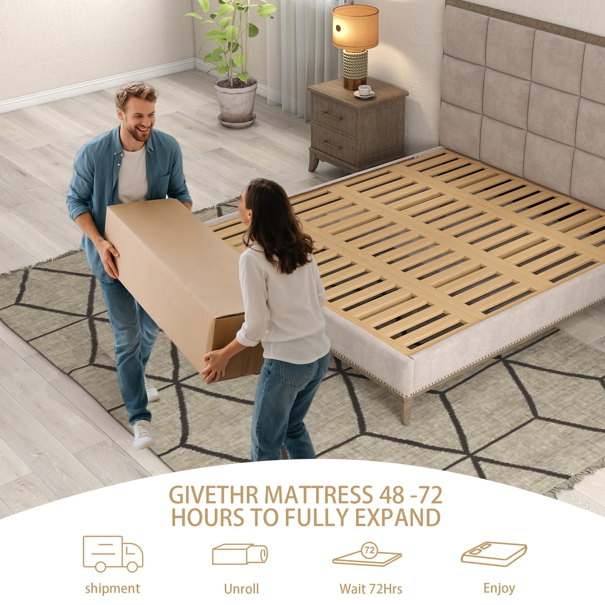 BOMASS 12" 14" Twin Full Queen King Size Mattress Gel Memory Foam Individual Pocket Spring Hybrid  Black Mattresses Medium Firm Pressure Relief Bed In box