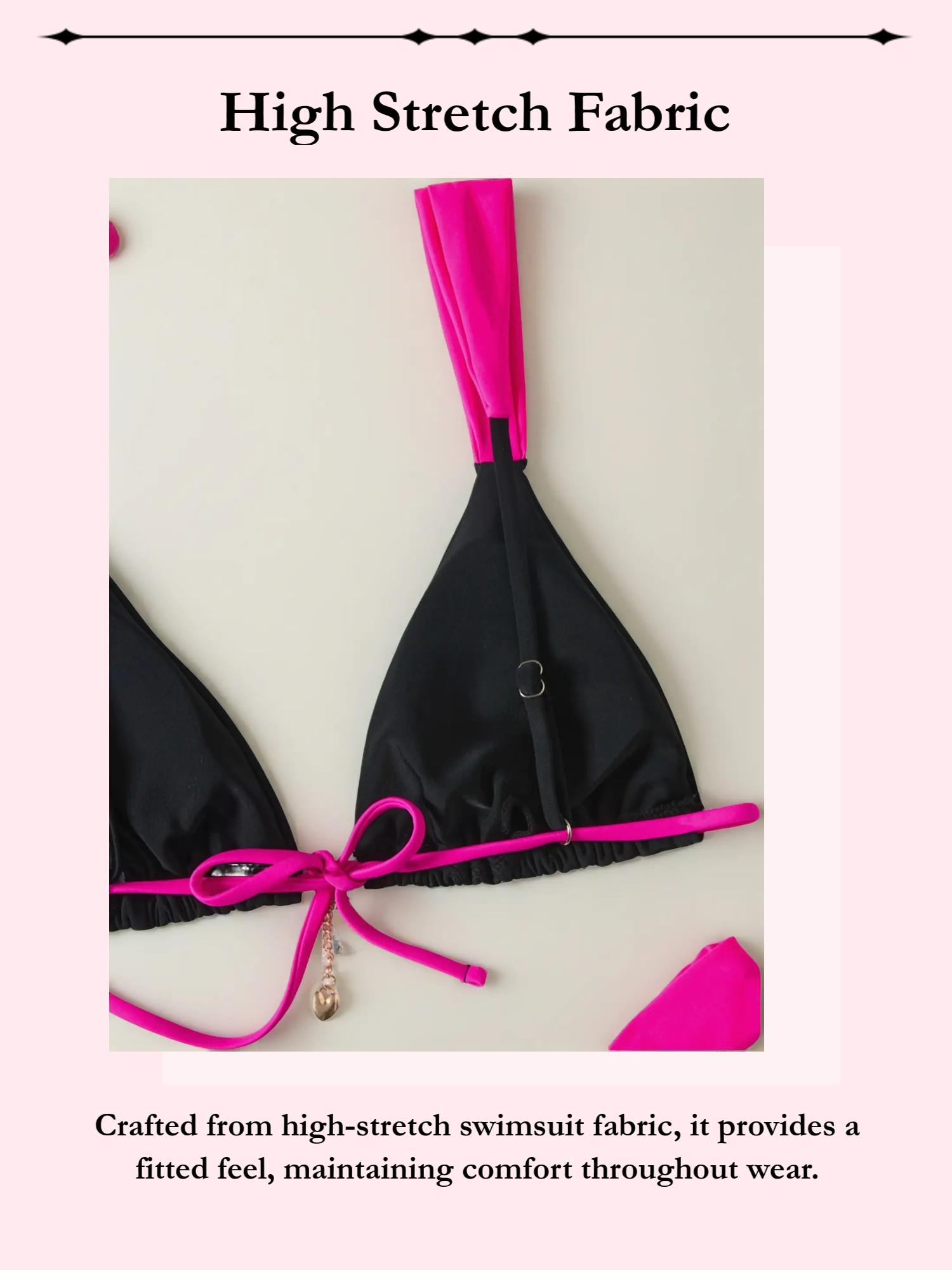 New color-block anti-slip strap bikini set, beach vacation style bikini, Colorblock bikini set