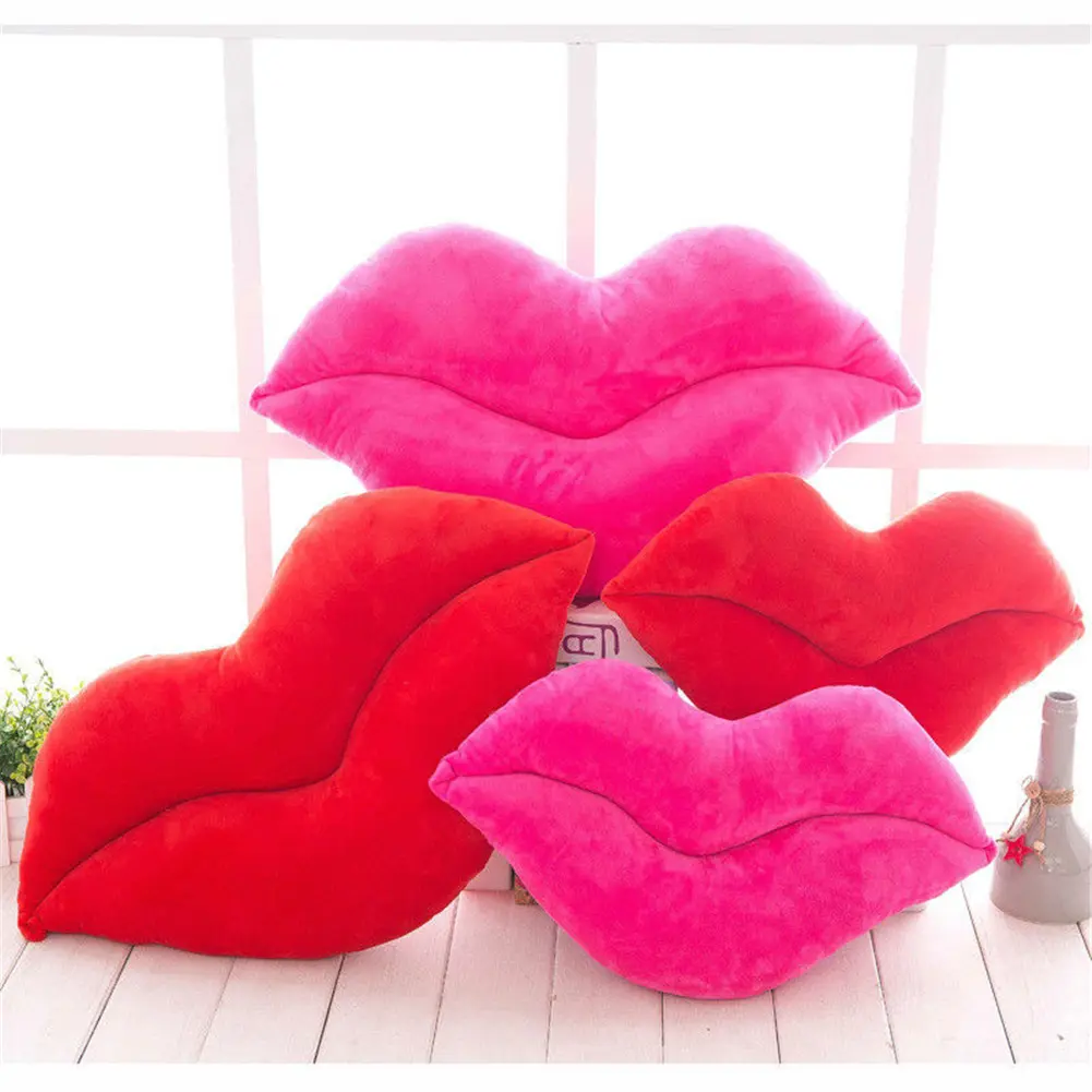 Lip Shaped Pillows Solid Color Cute Soft Fashion Plush Sofa Cushions Home Decoration