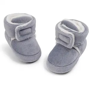 Infant Baby Girls Boys Cotton Booties Newborn Winter Warm Fleece Cozy Slippers Toddler Non-Slip Ankle Boots First Walker Crib House Socks Shoes 3-18 Months