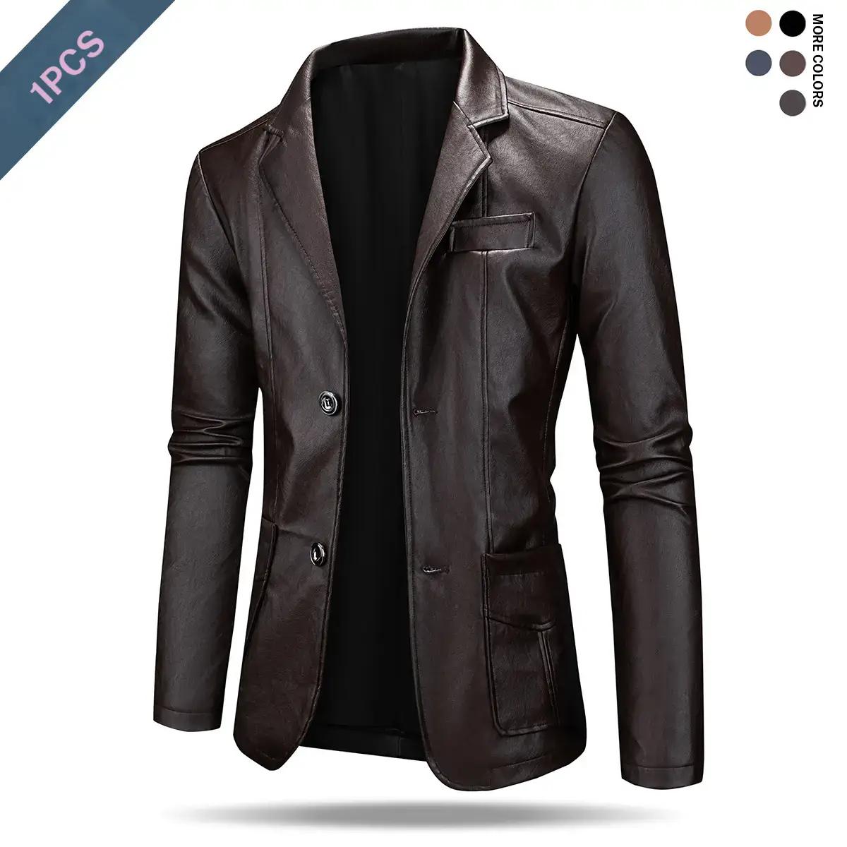 Men's Retro Jacket Chic Street Style Faux Leather Jacket For Fall Winter
