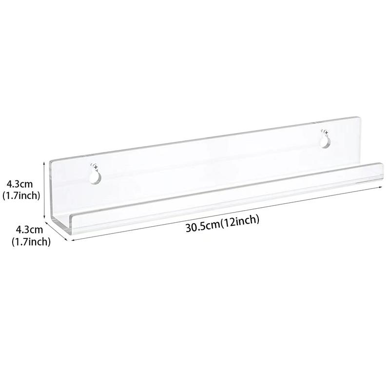 4pcs Transparent Acrylic Wall-Mounted Display Rack, Wall Shelf Unit for Nail Polish, Magazine Organizer and Storybook Holder, Versatile Wall Storage Solution