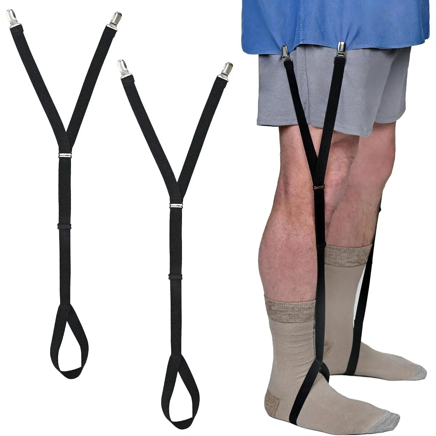 Shirt Stays for Men & Women - Elastic Black Garters - Extendable Shirt Keepers(Gift)