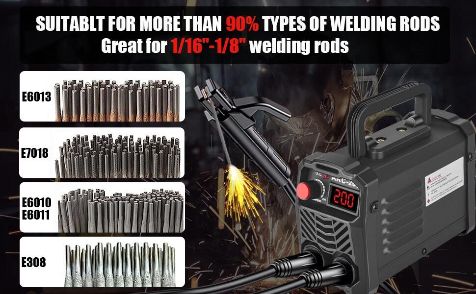 200Amp 20PCS Rods Welder Machine 110V, Super MINI Portable Welding Machine, IGBT Inverter Stick Welder with Hot Start Arc Force Anti-Stick, for 1/16"-1/8" Rod ARC Welder, 2 Chip Hammers, Gloves Outdoorfun Tool welder machine Industrial  HARD EDGEHARD EDGE