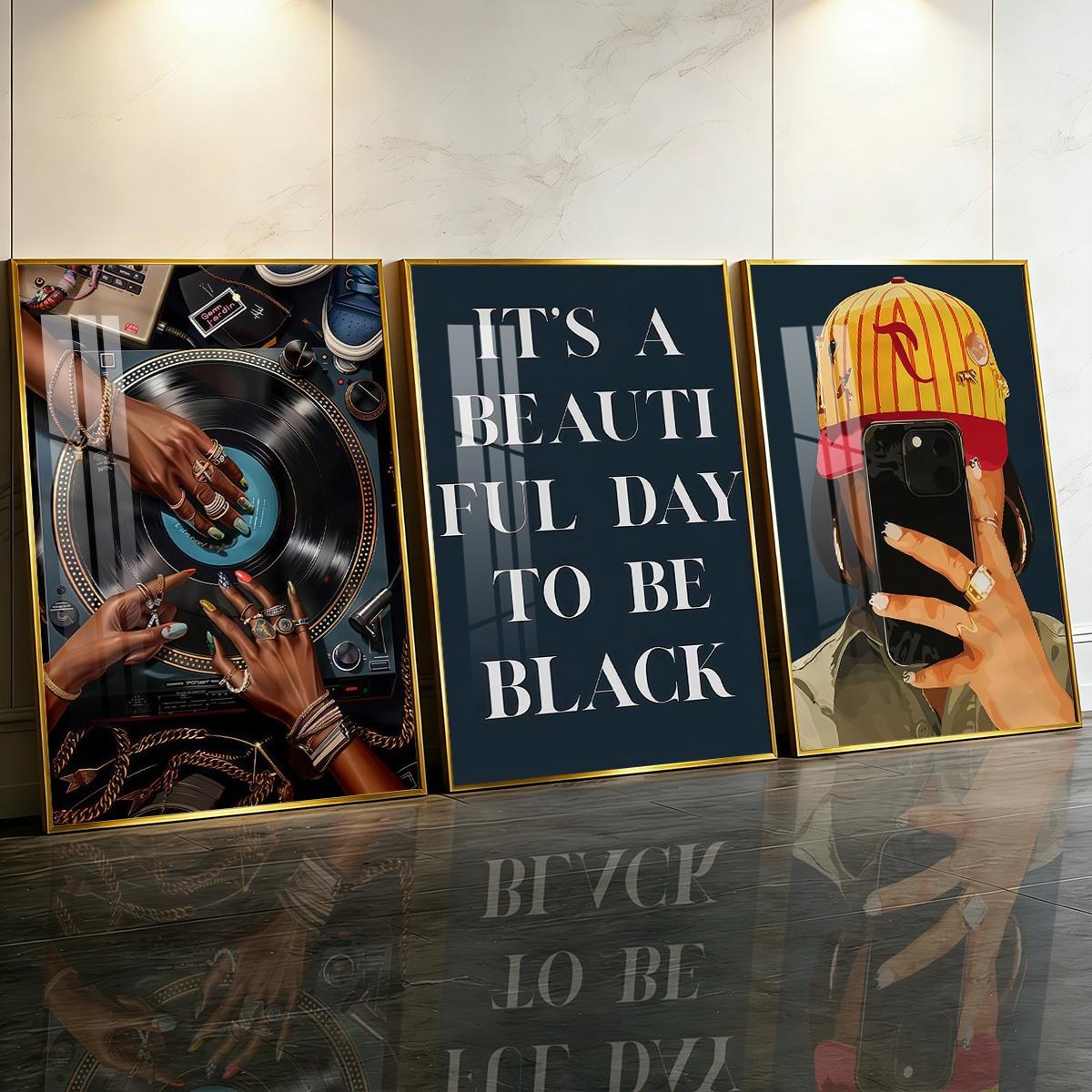 3 Counts Aluminum Alloy Framed Painting, Retro Vinyl Record And Modern Portrait Art Pictures, Home Decoration For Living Room, Bedroom, Office, Restaurant, Hallway Wall Decor, Odorless Print Artwork, Luxury Perfect Gift For Friends And Family