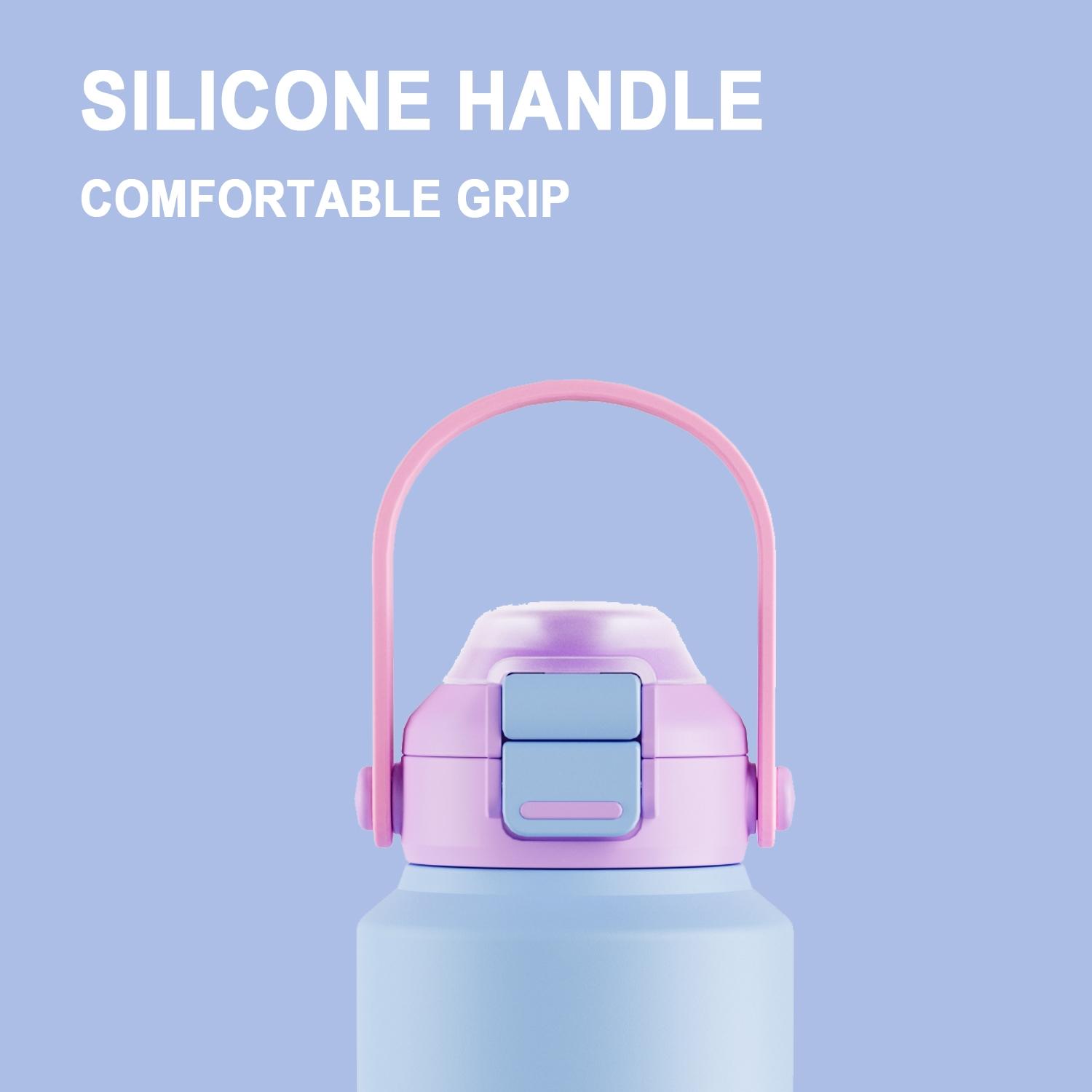 Stainless Steel Vacuum Flask, 1 Count Double Handle Sports Cup, Straw and Direct Drink Spout, Hydration Tumbler for Outdoor, Sport, Campus, Home, Travel Accessories, Summer Cool Stainless Steel Leakproof Tumbler, Thermos Cup