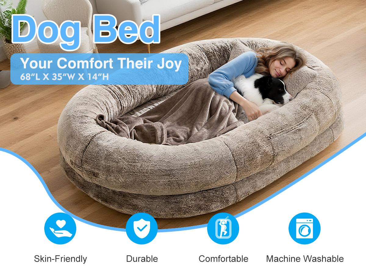 Cozy XL Human Dog Bed for Adults & Pets – Faux Fur Lounger with Pillow & Blanket, Washable Orthopedic Sofa for Deep Sleep & Relaxation – Perfect Gift for Pet Lovers tictok  shop contemporary easy care s greensboro furniture Coachella-mothersdaygift tiktok