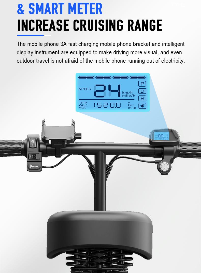 Adult Electric Bicycles 500W Peak Power Foldable with Detachable Batteries 20mph Commuter 48V15AH 60KM Range High-Strength Front Loading Frame Flat Pedals