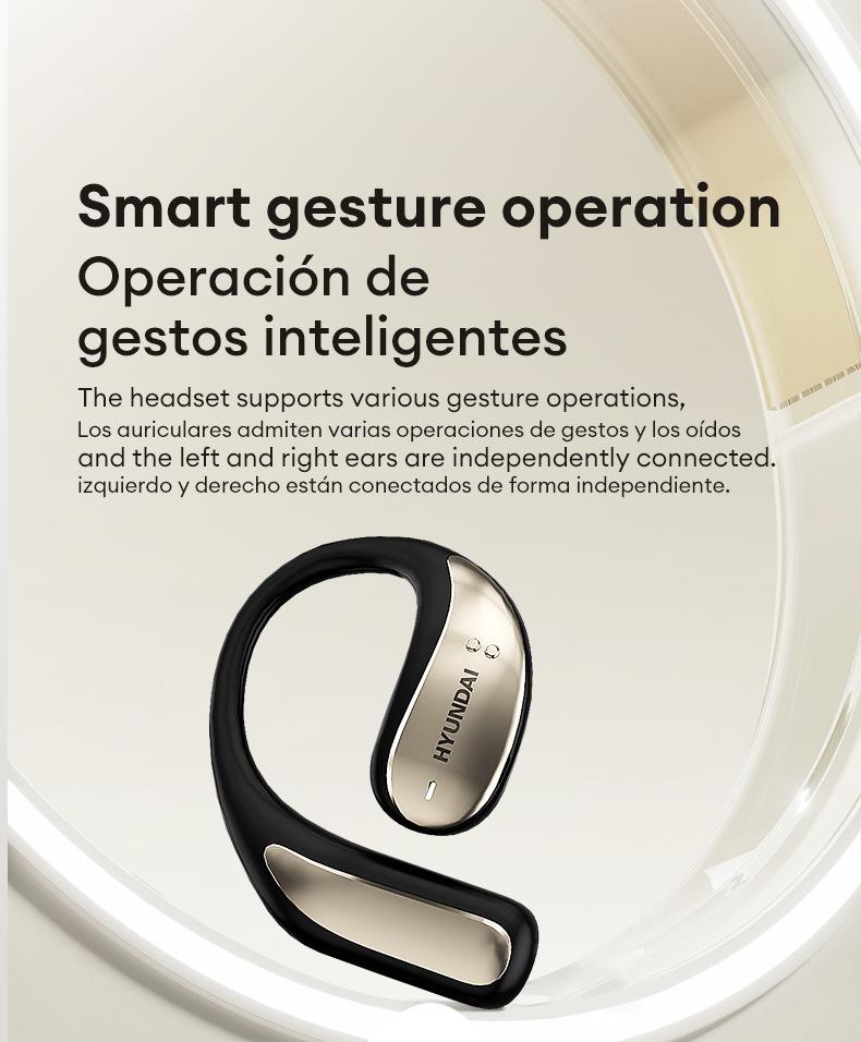 HYUNDAI Vogbuds 5 Pro OWS Smart Voice Assistant Headset, Dynamic Stereo Sound Earbuds with ENC Call Noise Canceling Mic, Digital Battery Display