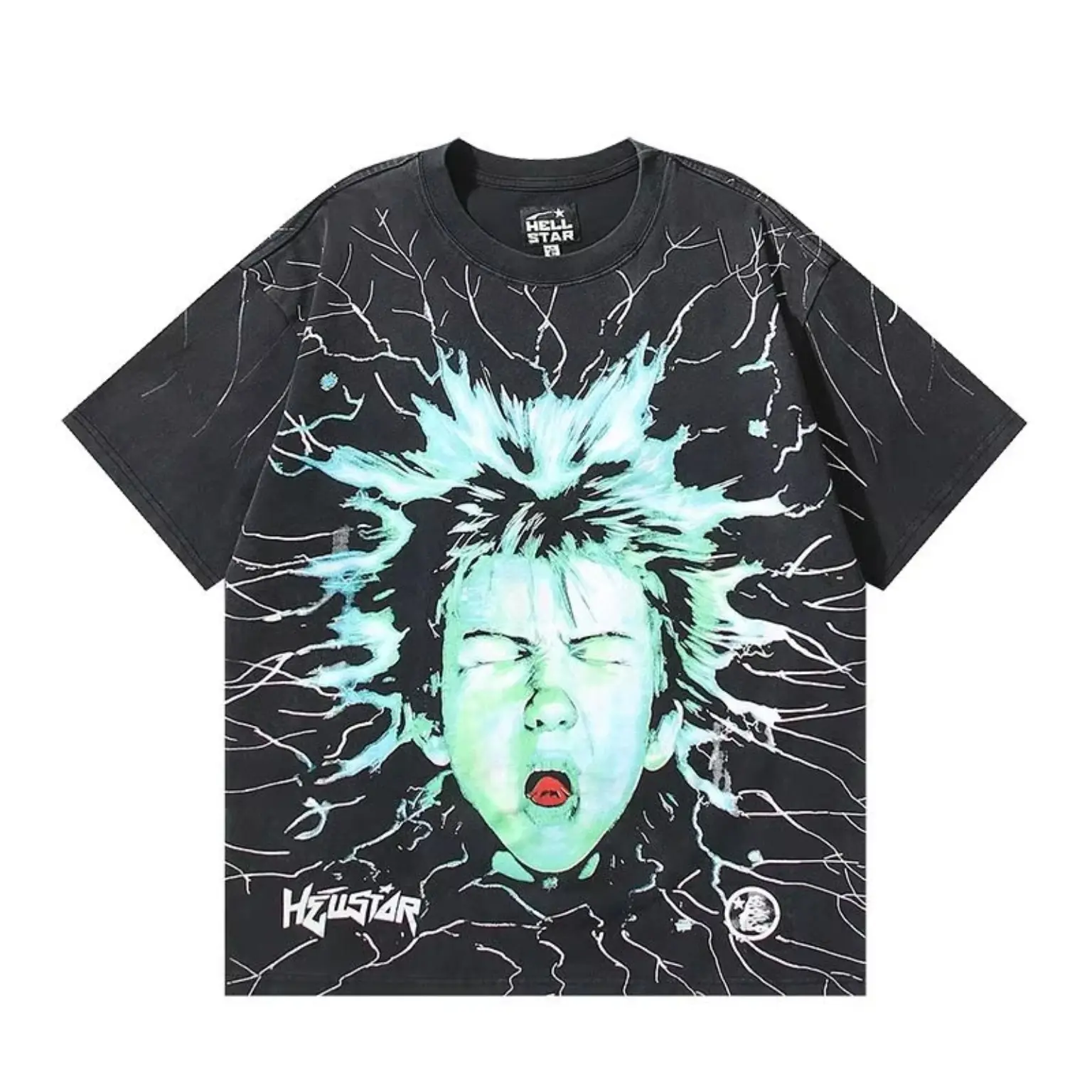 Hellstar American Hip Hop Graffiti Graphic Short Sleeve T-Shirt, Unisex Oversized Loose Streetwear Tee, Retro Casual Top for Men Women Summer Daily Concert Skateboarding Outfit