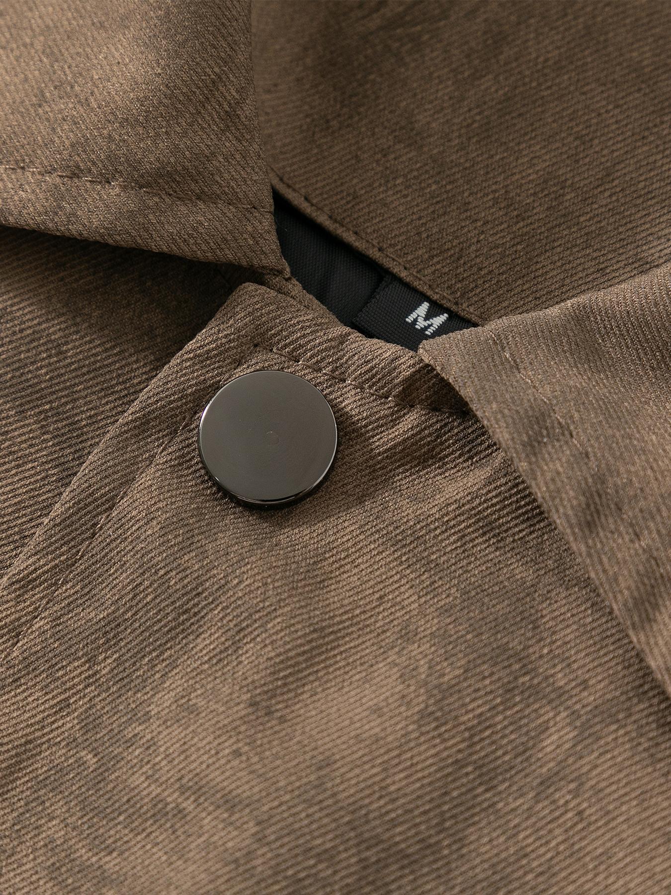 Men's Casual Versatile Fitted Long Sleeve Jacket Coat, Casual Fitted Jackets, 100% Polyester Fiber, Button Front with Snap Closure, Collar Design, Spring & Fall, Casual Outerwear