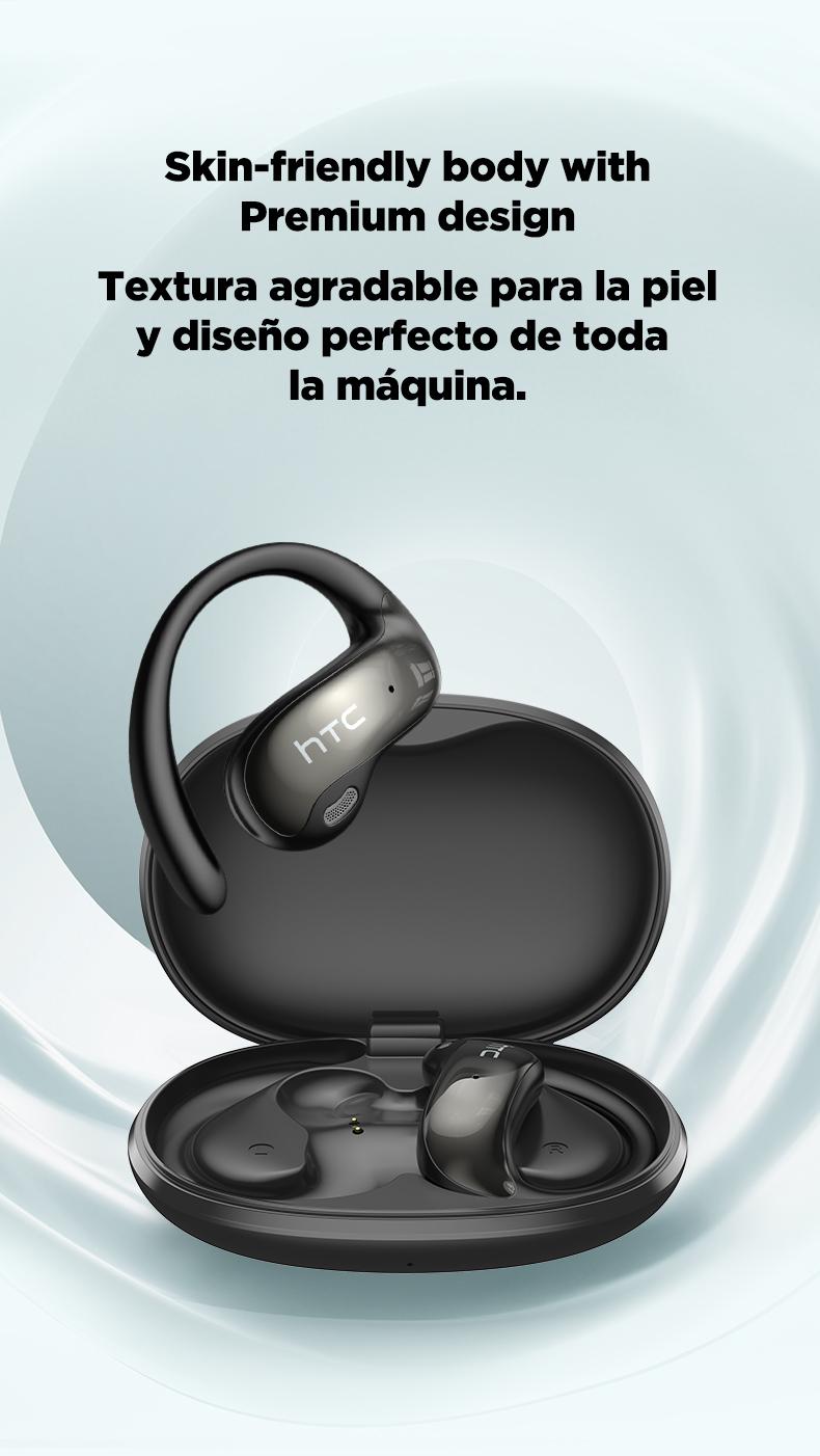 hTC NE19 Earphones True Wireless Bluetooth 6.0 OWS Headphones with Touch Control Lightweight Built-in Mic for Music Playing & Phone Calls