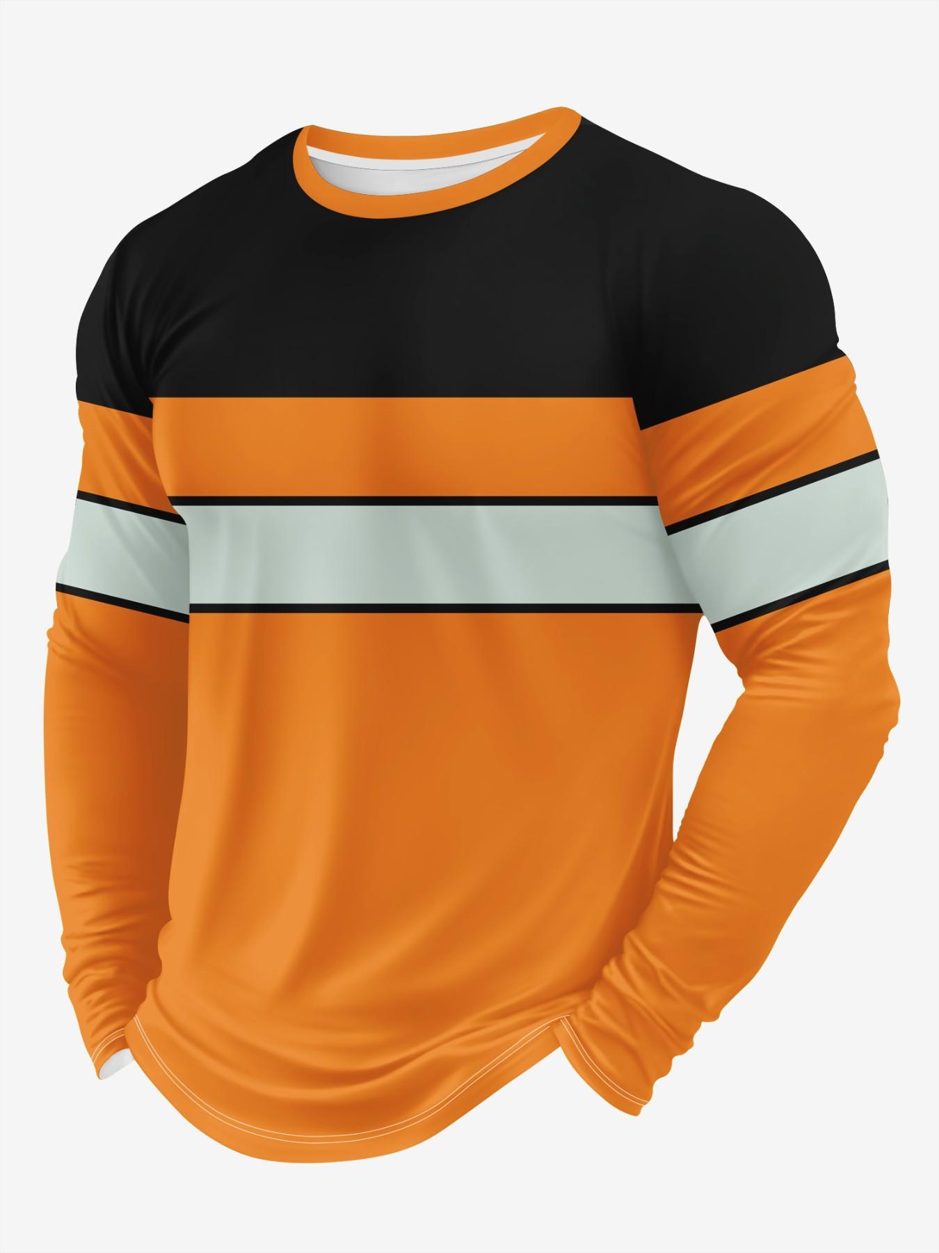 Men's Long Sleeve T-Shirt, Tops, Classic Workwear Style 3D Print, Sporty Casual Round Neck, Breathable Polyester Fabric, Slim Fit, Outdoor Comfort, Athletic Fitted Breathable, Casual Breathable Design