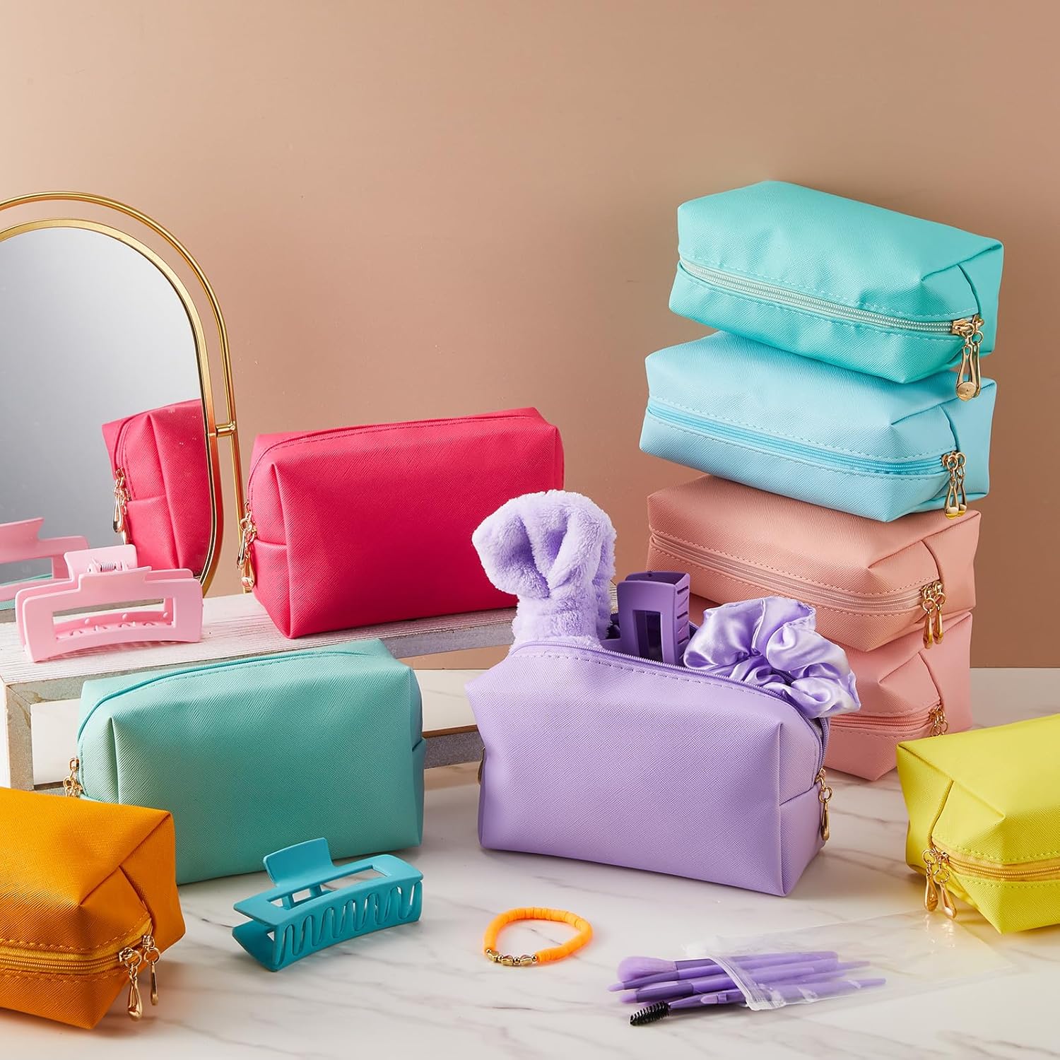 54 count 2026 Graduation Gifts Sets Bulk for Tween Teen Women Preppy Party Favors Preppy Trendy Stuff  Makeup Bag Hair Pin Scrunchies Headbands Bracelet Present for College(Classic Color)
