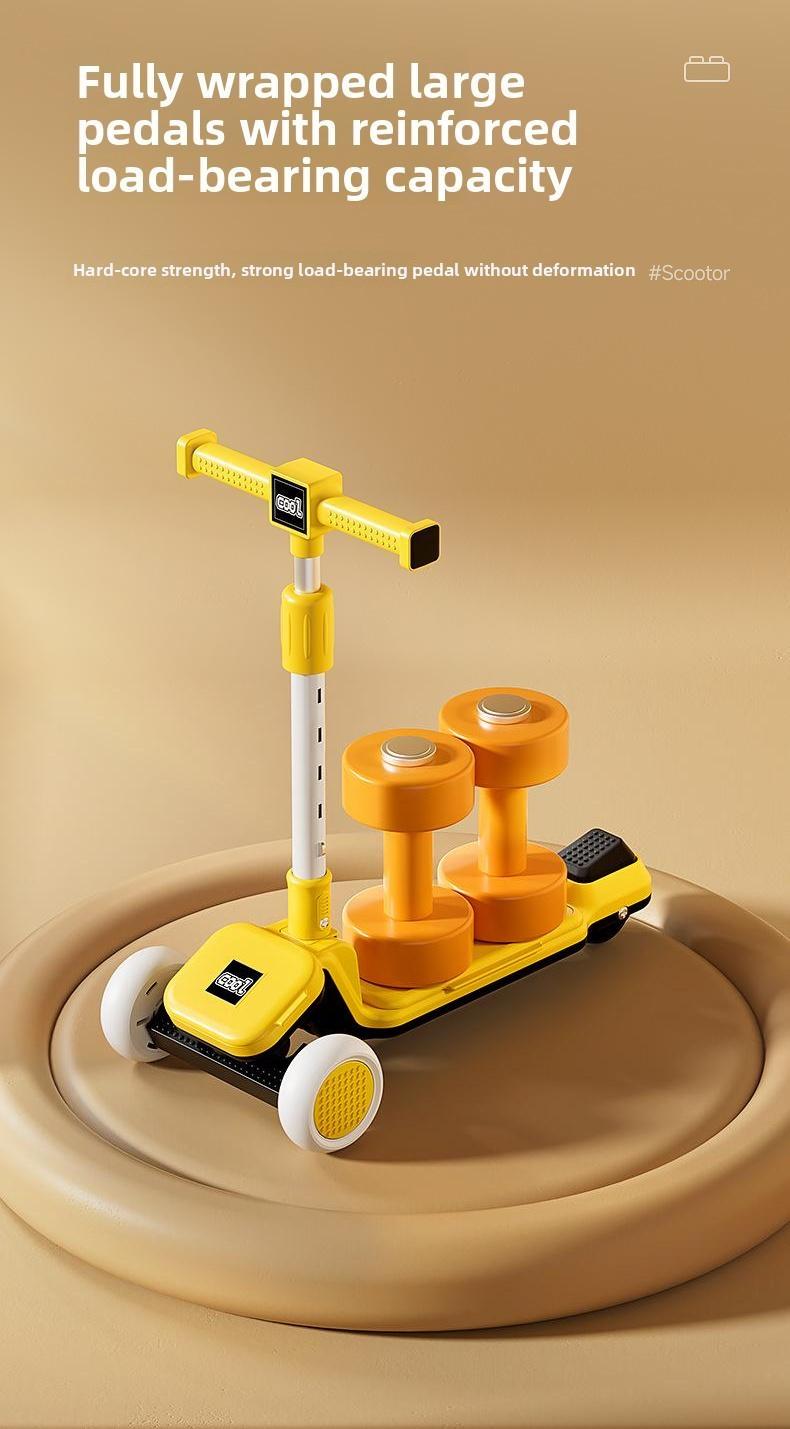 Kids Scooter 3 Wheels for 3-9 Years Height Adjustable Foldable with DIY Bricks LED Flashing Wheels Heavy Duty Outdoor Toy Gift Light up