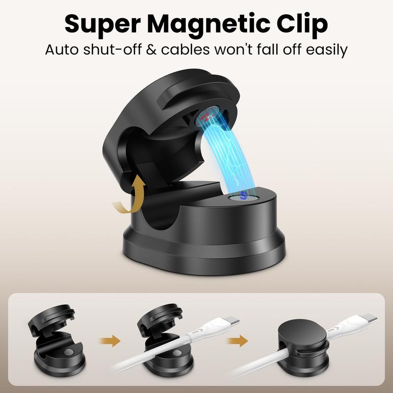 12 Pcs Cord Organizers - Compact Magnetic Cable Management Clips with Residue-Free Adhesive, 0.88 Inches Solid Holders for Desk Decor, Office Decor, 60° Rotating Shaft, Easy To Open, Enhanced No-Residue Adhesive, Business
