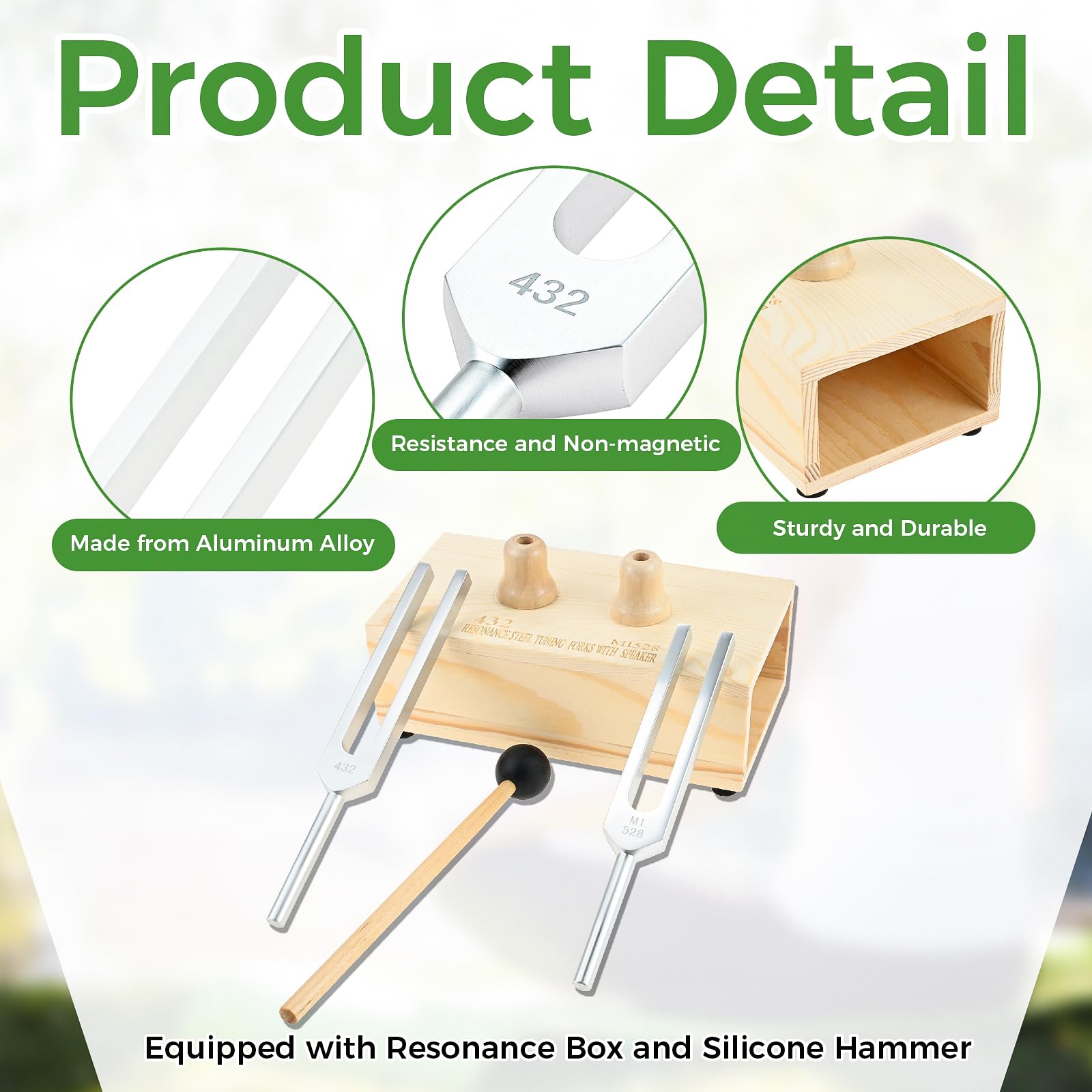 Resonant Tuning Fork Set, 432hz & 528hz Musical Instruments Accessories, Ideal for Yoga Meditation Relaxation Healing