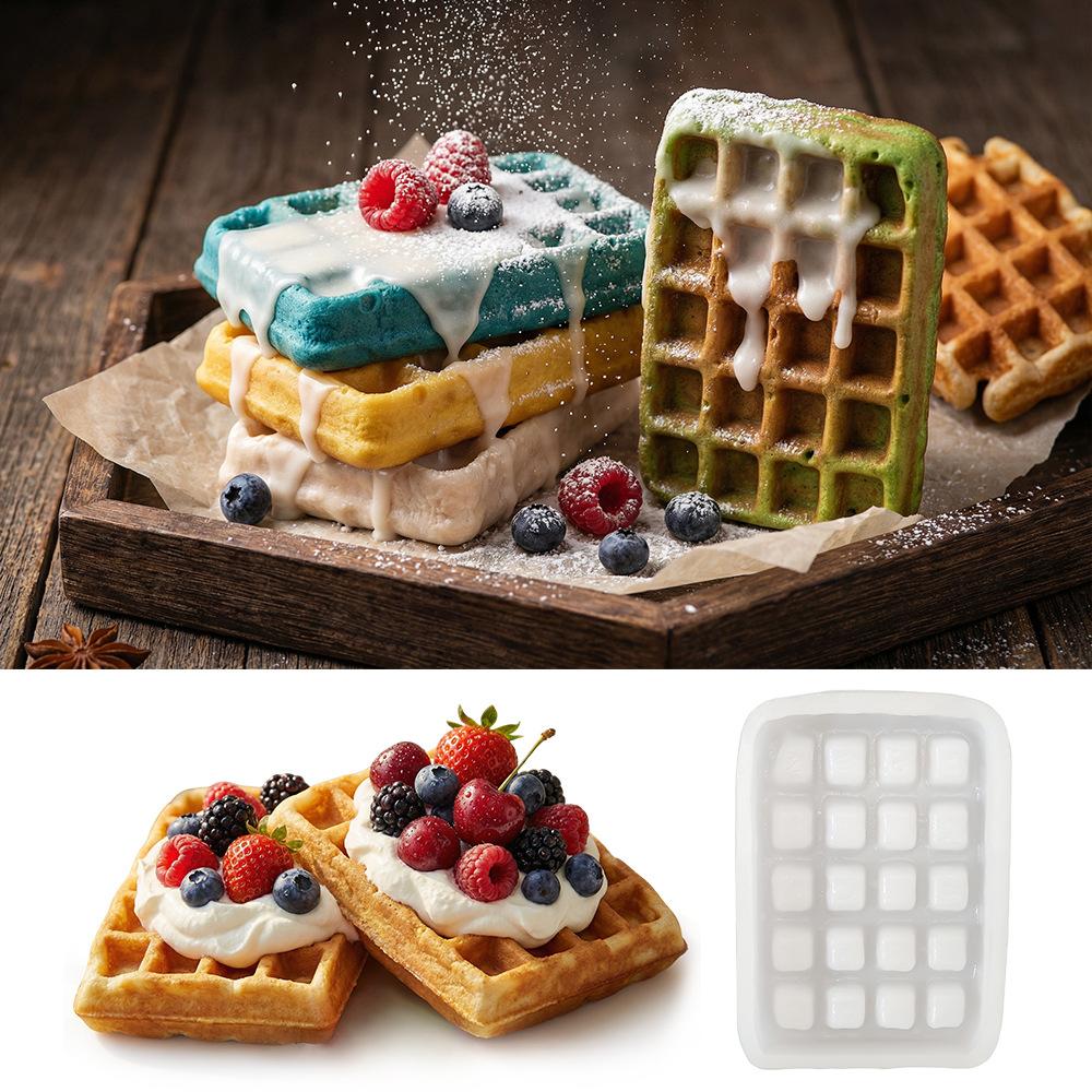 Simulation Waffle Silicone Mold DIY Handmade Creative Multi-purpose Dessert Decoration Decoration Scented Candle Kneading Mold for Handmade Lovers