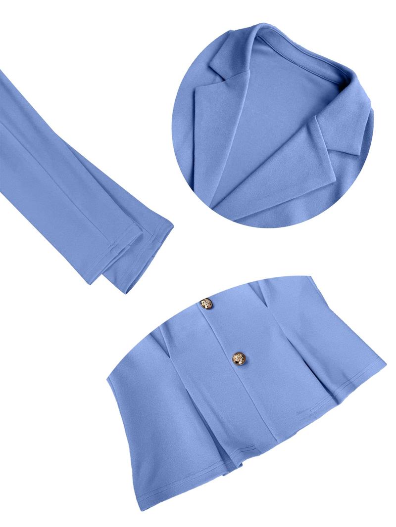 New Business Style 2-Piece Set, Fashion Elegant Casual Patchwork Collar Long Sleeve Suit Jacket Short Skirt Women's Career