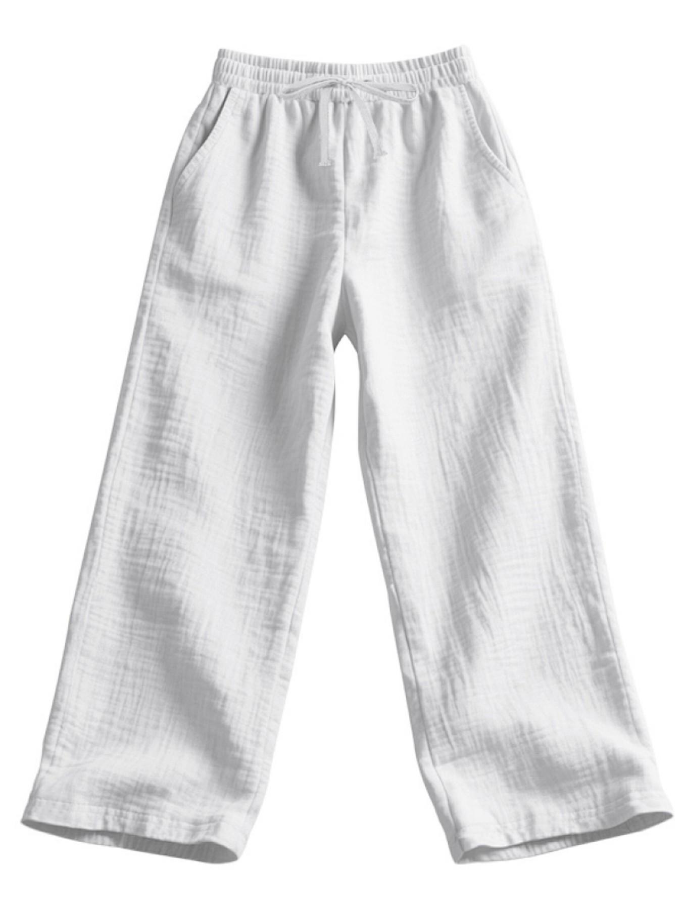 Men's Loose Fit Linen Long Pants, Casual Home Wear, Lightweight Luxury Sports Trousers, Fall New Arrival, American Style