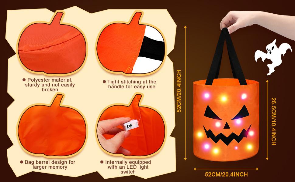 4-Pack LED halloween Treat Bags Night Light Bag Pumpkin Candy Buckets for Trick-or-Treating halloween inside deco 4-Pack LED halloween Treat Bags Night Light Bag Pumpkin Candy Buckets for Trick-or-Treating halloween inside deco