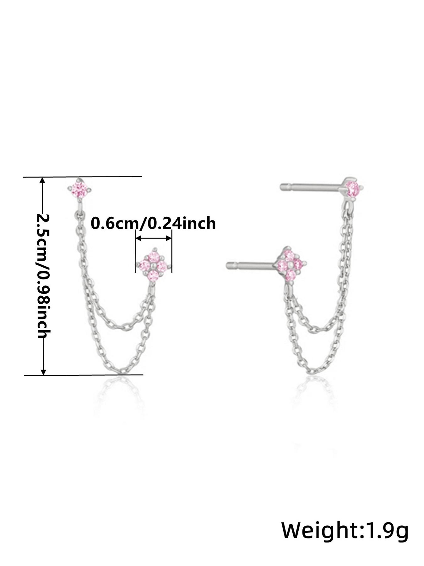 Rhinestone Decorated Double Layered Chain Dangle Earrings, Fashionable Earrings, High Quality Earrings