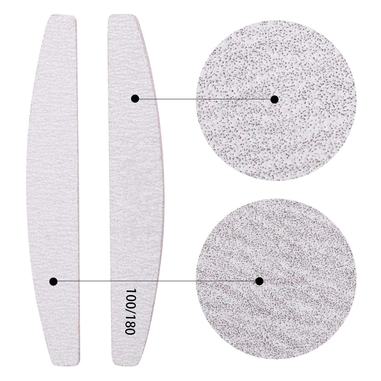80/100 Grit Nail File (Pack of 10), Sandboard Suitable for Acrylic and Gel Nails, Double-sided Nail File, Professional Nail File, Reusable