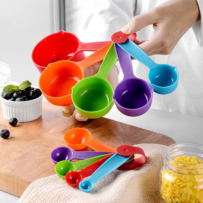 10 Piece Stackable Measuring Spoons Set, Plastic Measuring Cups, Kitchen Measuring Utensils, Precision Dry & Liquid Measurement, Essential Kitchen Tools for Baking and Cooking