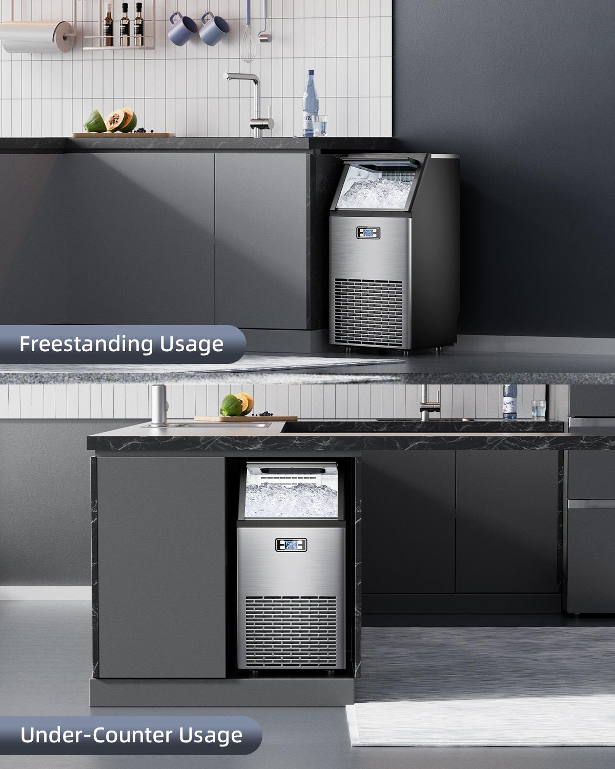 COWSAR Commercial Ice Maker  V2.0, 100 lbs, 2-Way Add Water, Large Ice Maker Self Cleaning, Ice Machine with 24 Hour Timer,33 lbs Basket, Stainless Steel Ice Makers for School, Home, Bar, RV