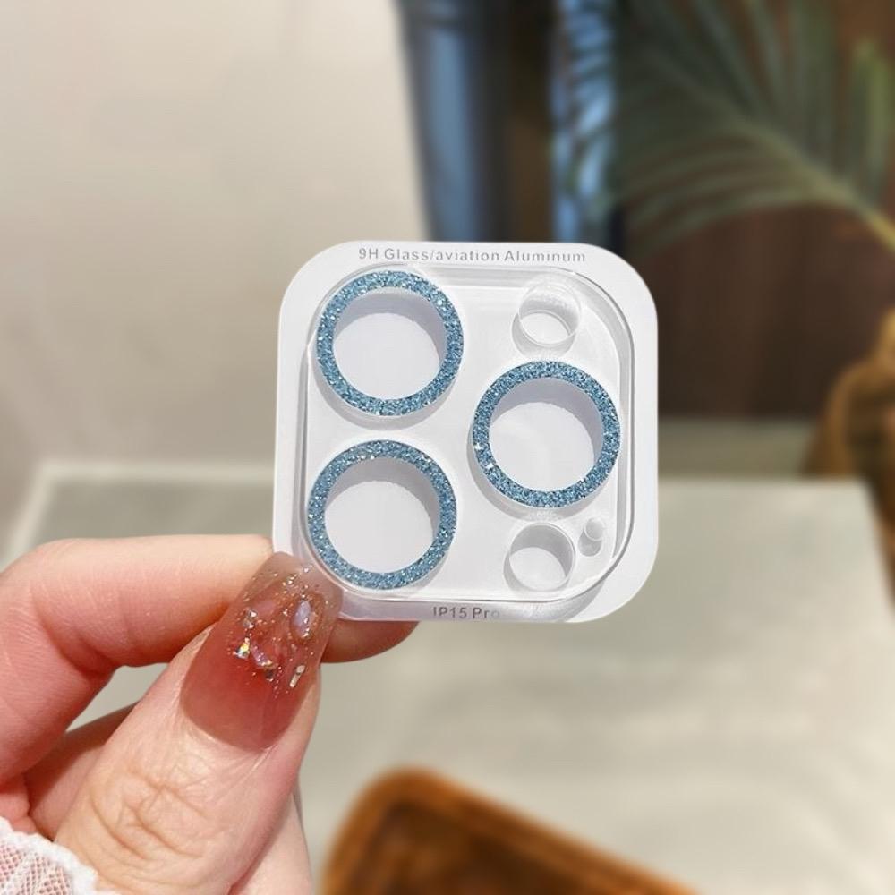 Camera Lens Protector For iPhone 16 15 14 13 12 11 13 Pro Max Mini Glitter Full Cover Camera Lens Protector Glass Smartphone Camera Accessories