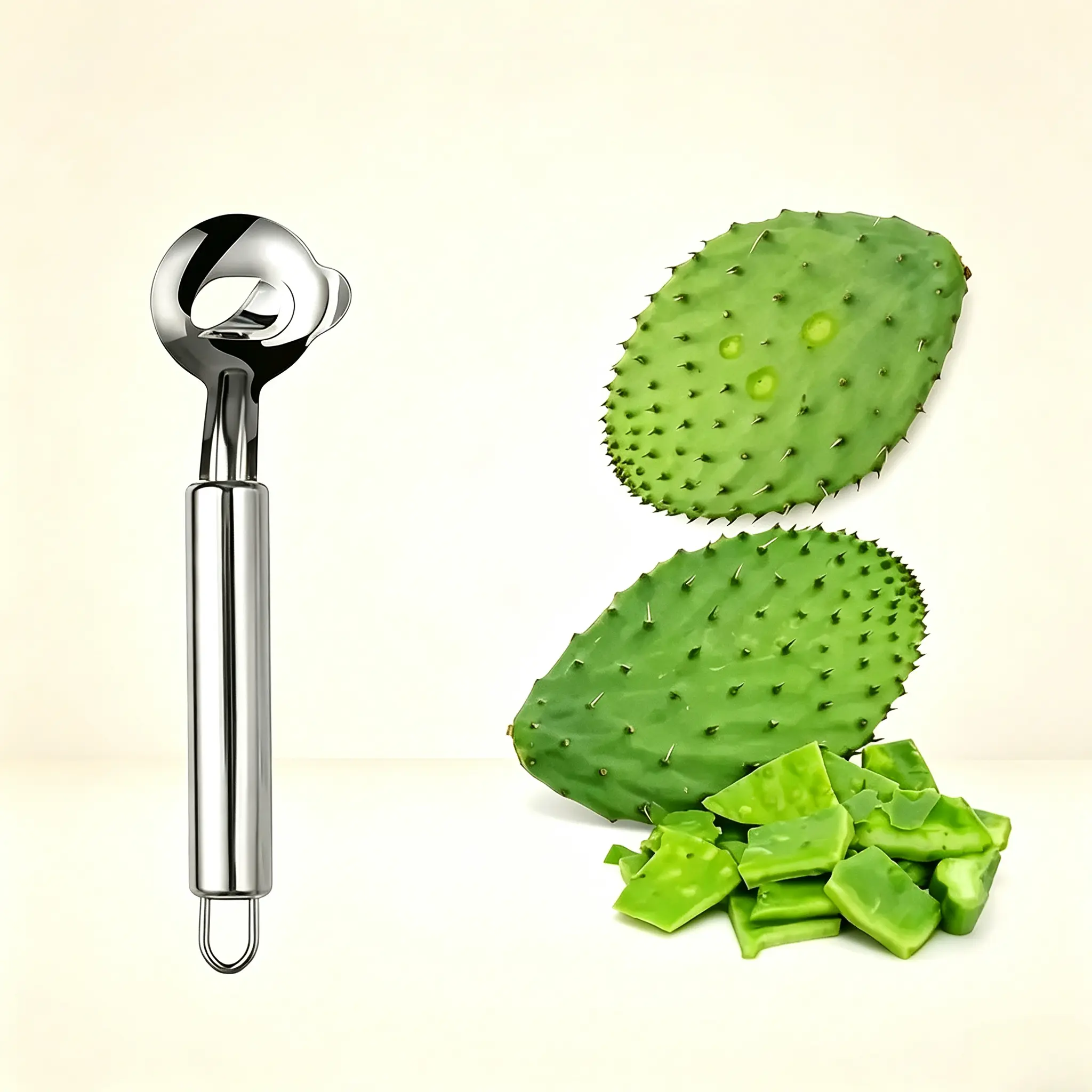 2-Pack Solid Metal Nopales Peeler Spoon, Ergonomic Handle Multi-Tool Kitchen Prep Gadget, Dishwasher Safe Home Party Supply