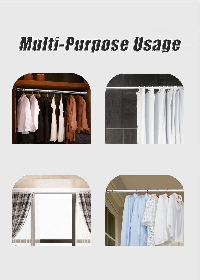 2-Piece Multifunctional Extendable Rods, Adjustable Metal Bars for Closet Storage, Durable Expandable Hanger & Clothesline, Space Saving