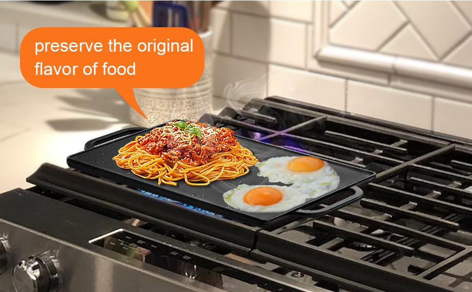 GGC Cast Iron Reversible Griddle,-sided Griddle Pan for Indoor and Cooking, 15 x 9 Griddle with Flat and Ribbed Side for Stove Tops, Gas Grills and Camping