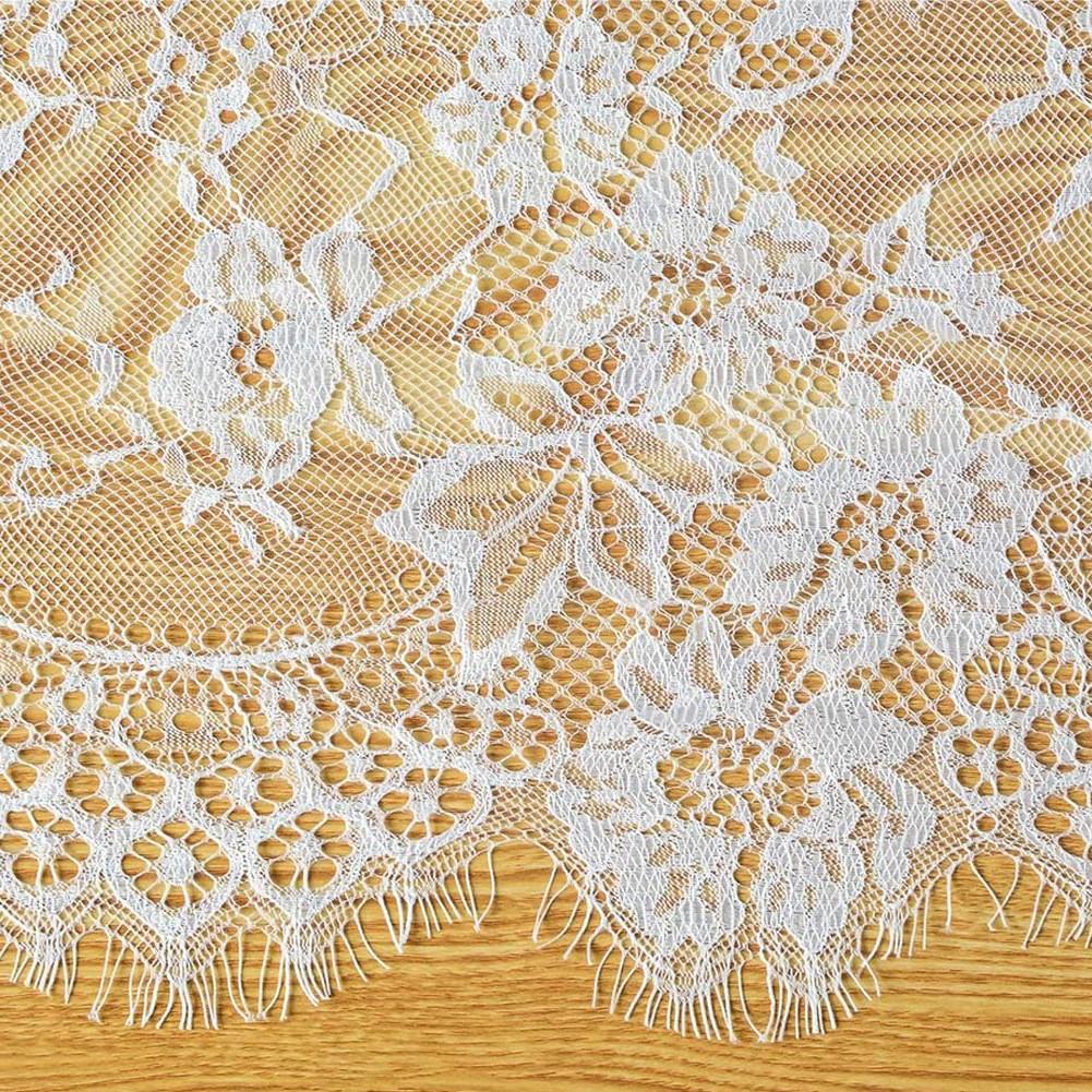 French Lace Table Runner Floral Edge Romantic Wedding Decoration, Elegant Linen Fabric Design, Perfect Gift Idea