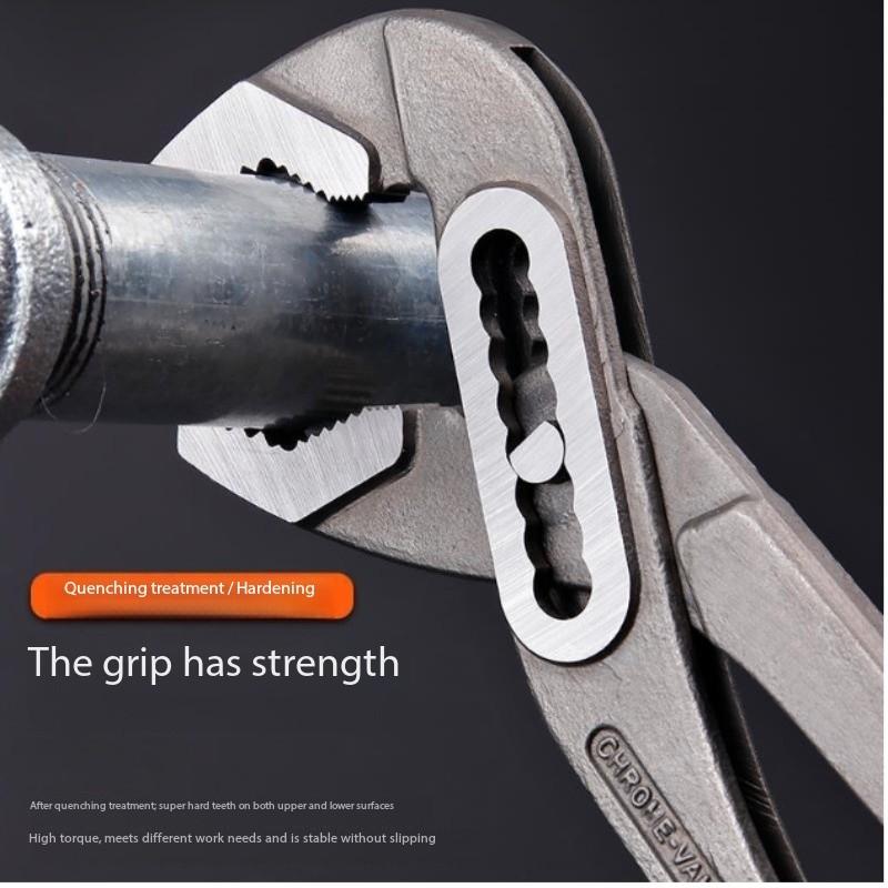 Adjustable Large Opening Carbon Steel Water Pump Pliers, Non-Slip Handle, Multi-Functional Pipe Clamp, Quick Release Lever, Home Use